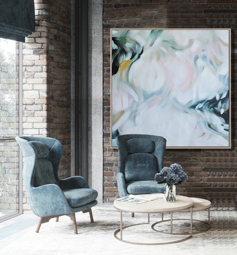 Extra Large Abstract Painting On Canvas,Oversized Abstract Painting On Canvas,Abstract Art Decor Large Canvas Painting,White,Green,Pink,Black.etc